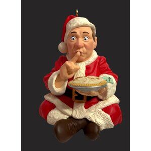 Hallmark 1998 Curly three stooges Comedy Inc Santa Claus Ornament Holding Pie